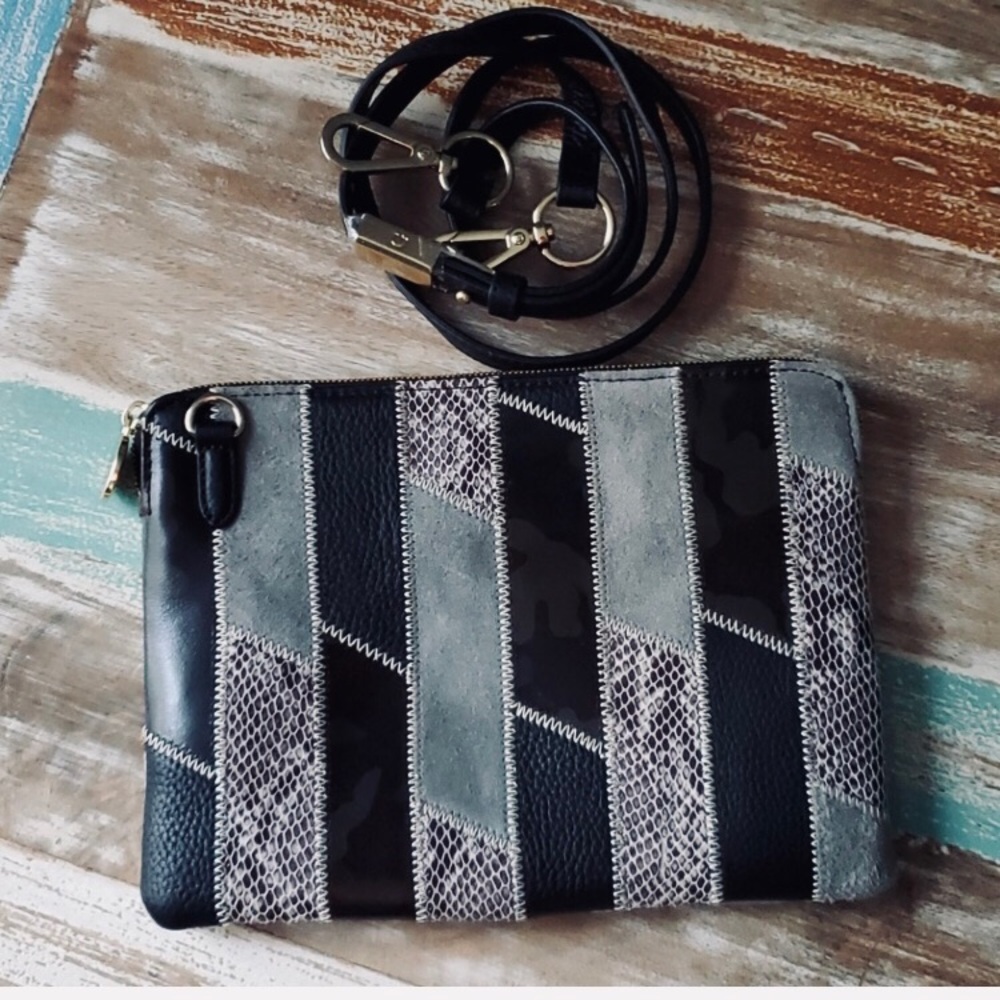 G.I.L.I leather camo patchwork purse
